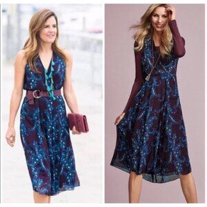 Cabi 2017 Treasure Paisley Floral‎ Sleeveless Summer Blue Dress